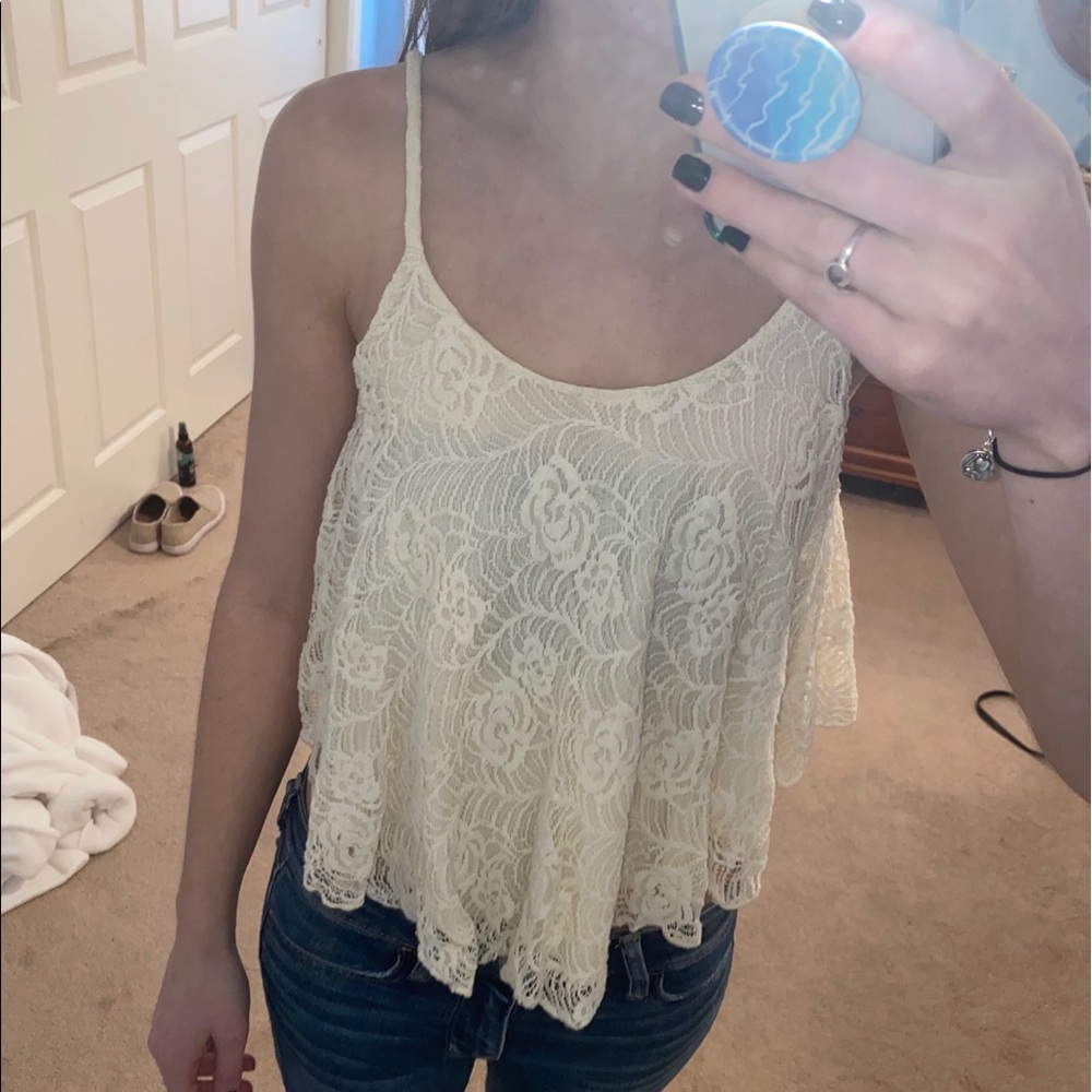 Urban Outfitters - Off-White Lace Tank Top
